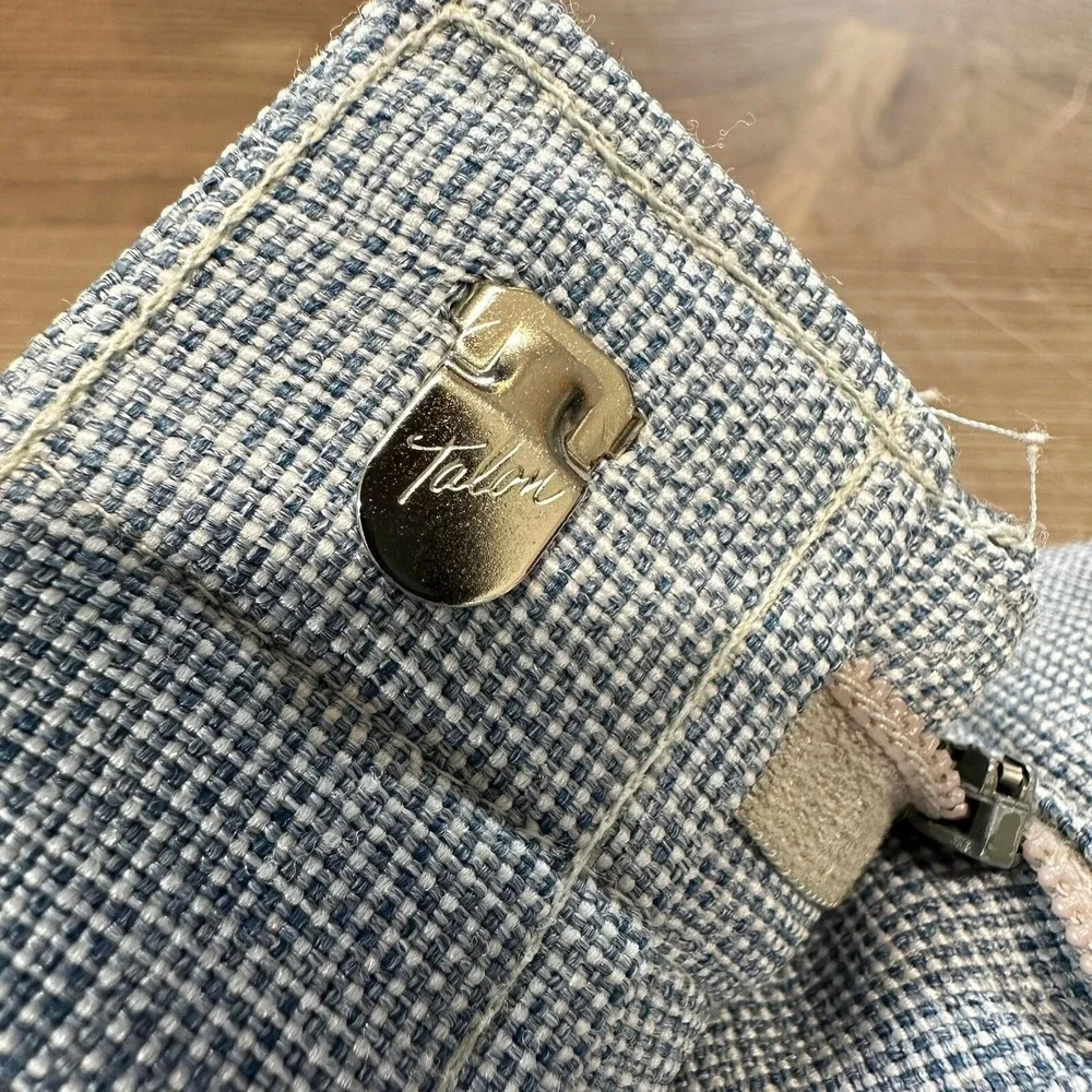 VTG Talon Zipper Plaid Check Dress Pants Light Blue 36x31 50s‎ eclecticgrandpa